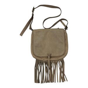 Lucky Brand Kyle Flap Leather Fringe Messenger Crossbody Boho Hippie Bag